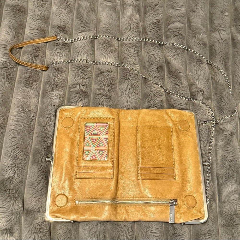 Vintage HOBO Leather Double Frame Folding Clutch